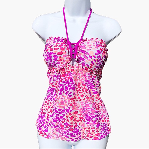 Hula Honey Women’s Swimsuit Bathing Suit Bikini Tankini Top Bright Animal Print - Picture 7 of 8
